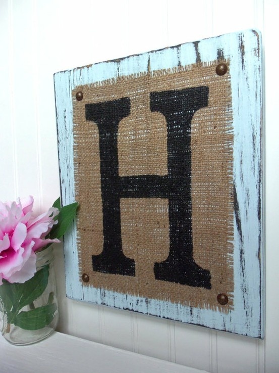 Burlap monogram