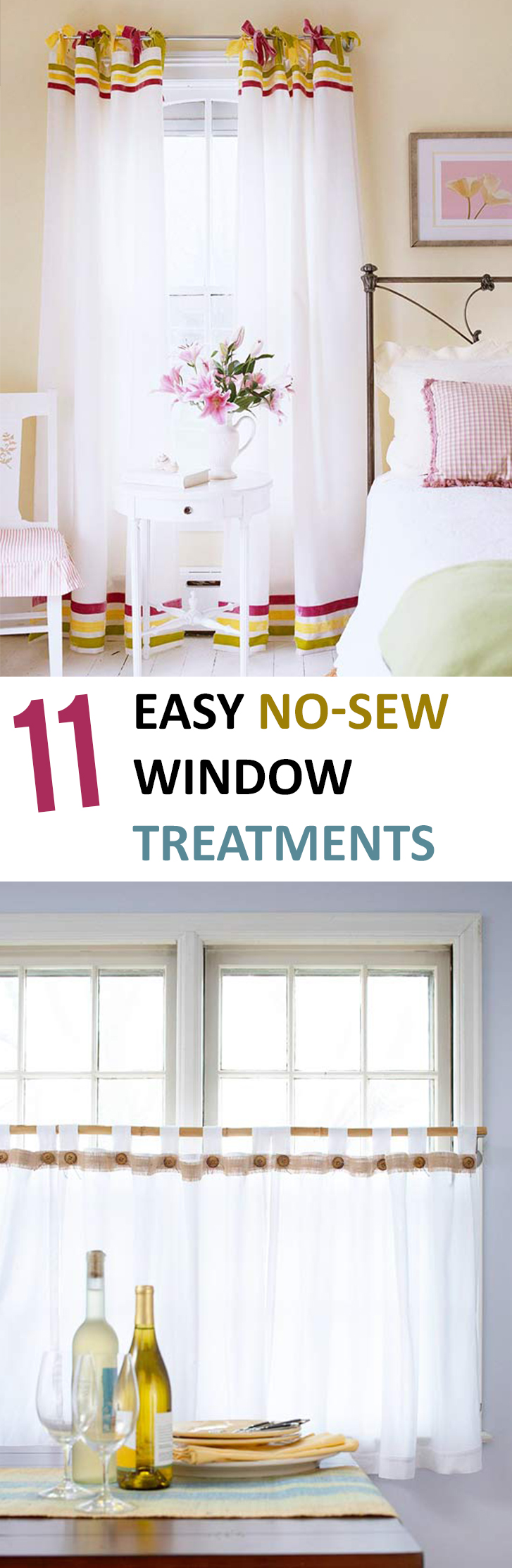 DIY Window Treatments, DIY Window, Window Treatments, Popular Pin, Home Decor, DIY Home Decor, No-Sew Projects, No-Sew Window Treatments.