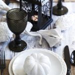 black and white pumpkin decor table decor for halloween