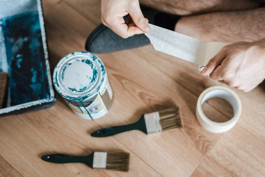 Taping when painting a door