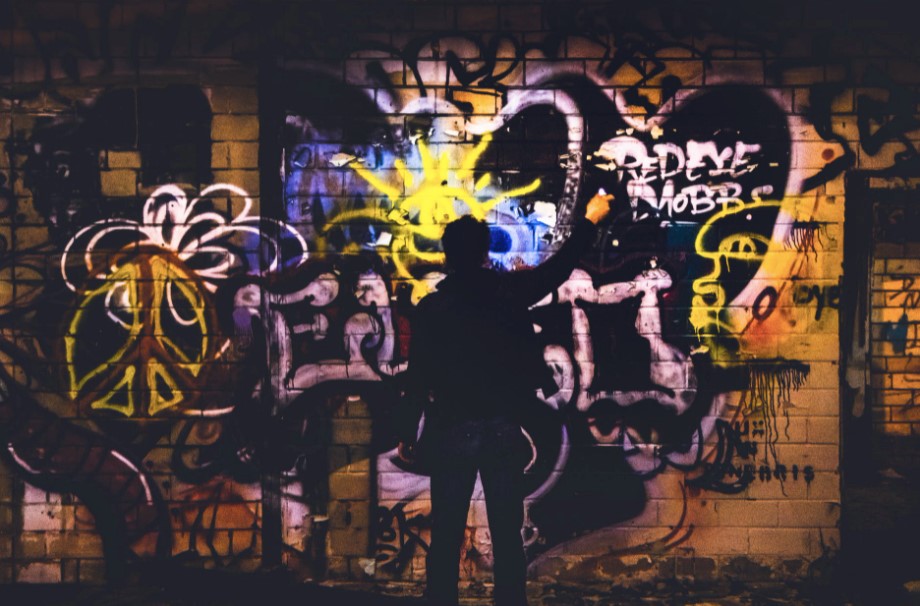 Spray painted wall