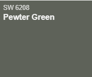 Muestra de pintura Pewter Green de Sherwin Williams 